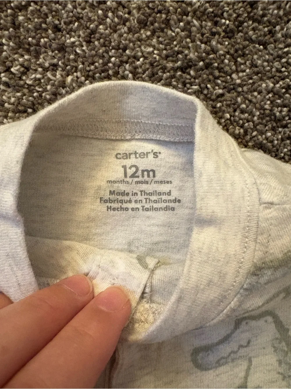Carter's Gray Crocodile Print Henley Tee & White Bodysuit